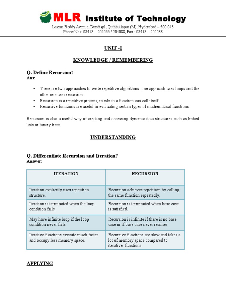 Java Programming Blooms Unit-1 | PDF | Array Data Structure | Recursion