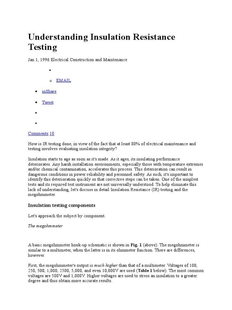 Understanding Insulation Resistance Testing | PDF | Electric Current ...