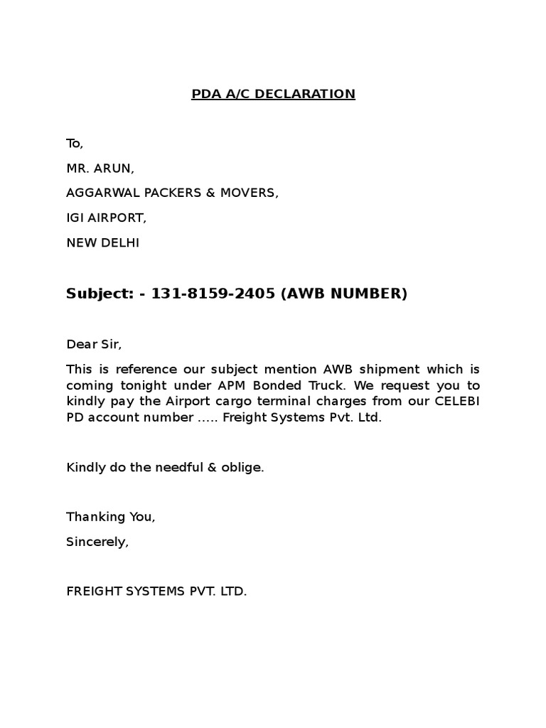 Pda Account Declaration PDF
