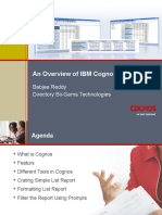 An Overview of IBM Cognos 10 BI: Babjee Reddy Directory Bii-Gems Technologies