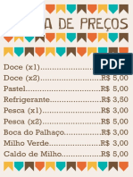 Tabela de Preços e Placas