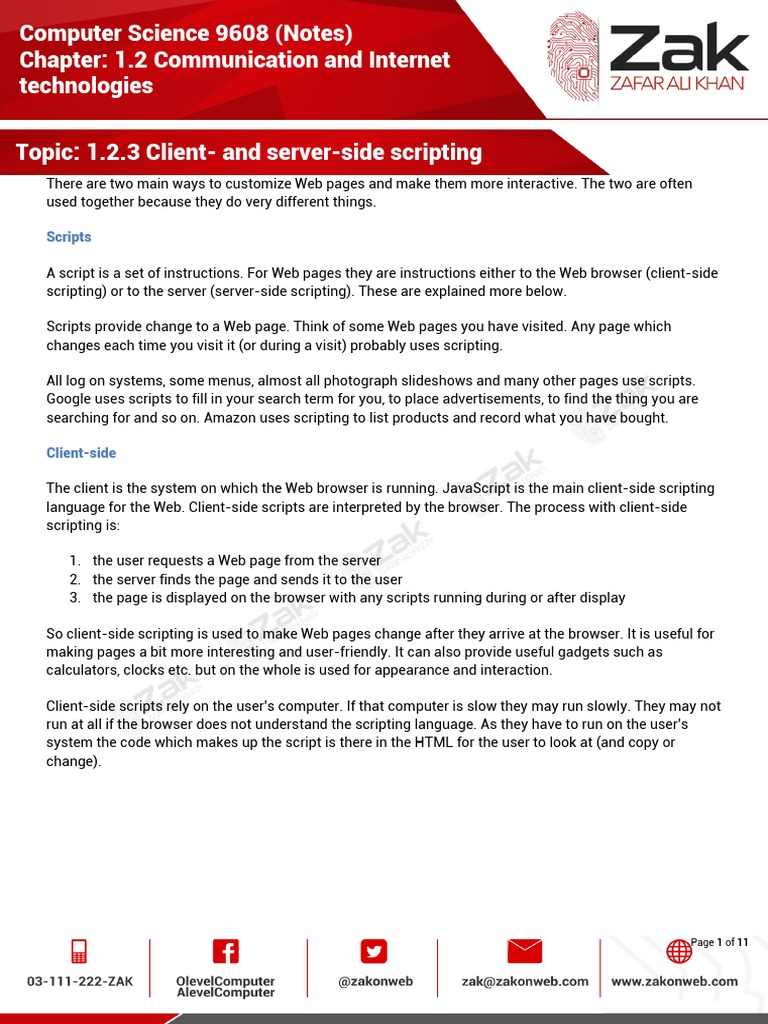 1.2.3 Client - and Server-Side Scripting | Dynamic Web Page | Web Server