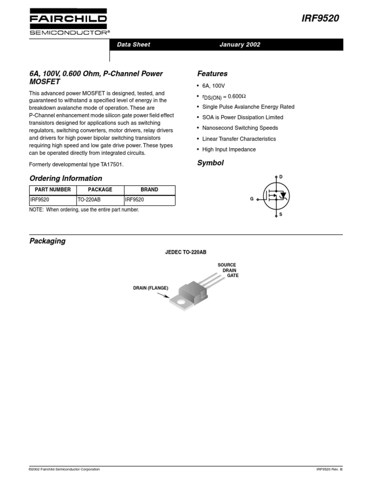IRF9520.pdf | Field Effect Transistor | Mosfet