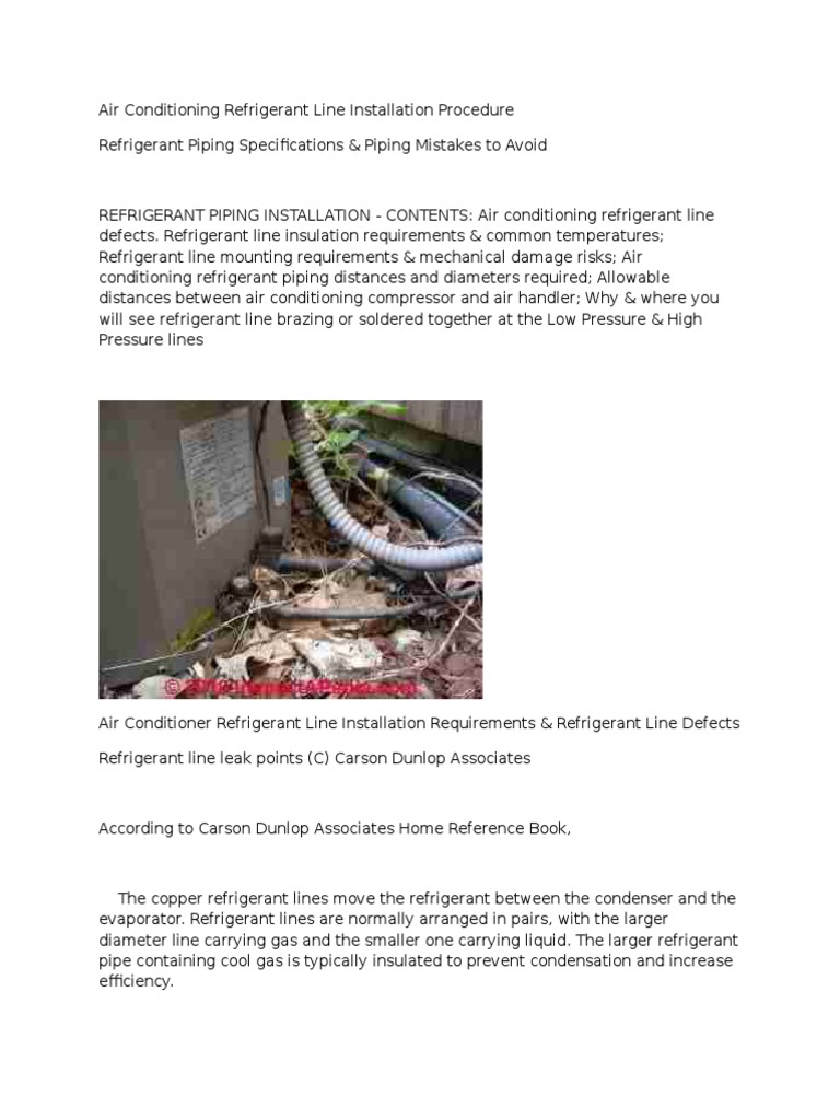 Air Conditioning Refrigerant Line Installation Procedure PDF