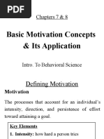 Chapters 7 & 8: Basic Motivation Concepts & Its Application