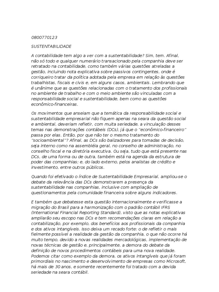 Trabalho De Sustentabilidade Download Grátis Pdf Sustentabilidade