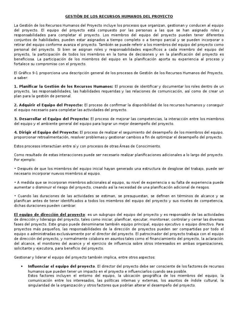 Gestión Recursos Humanos Proyecto | PDF | Recursos humanos | Proceso de ...