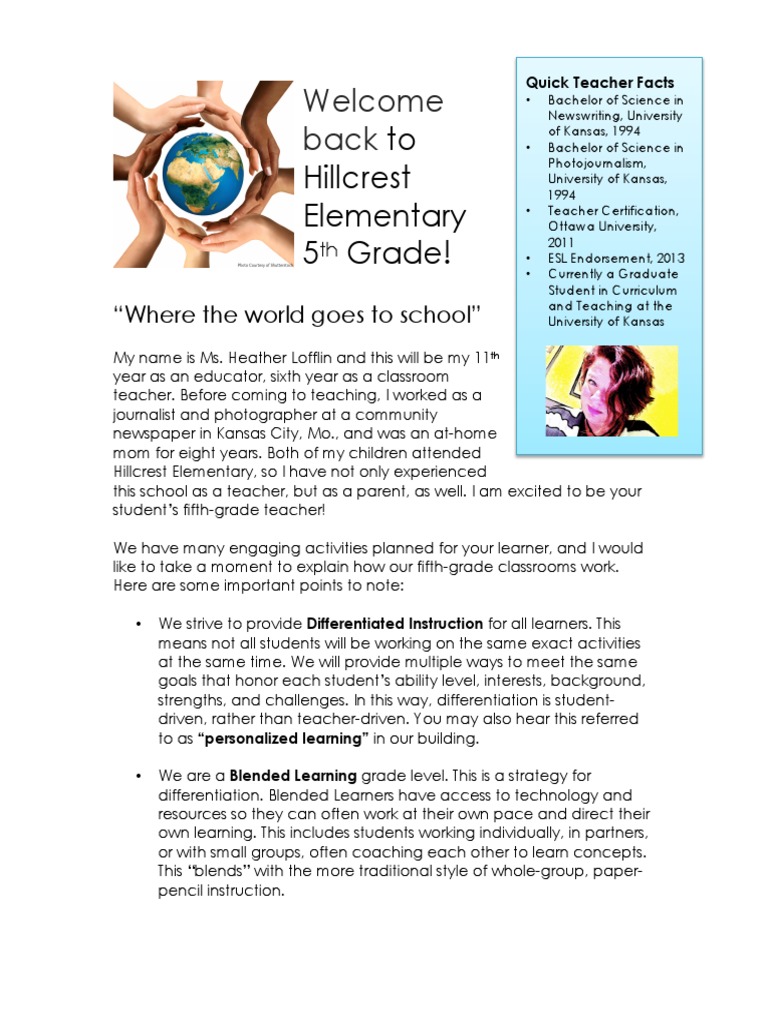5th Grade Welcome & Learning Guide | PDF | Differentiated Instruction ...