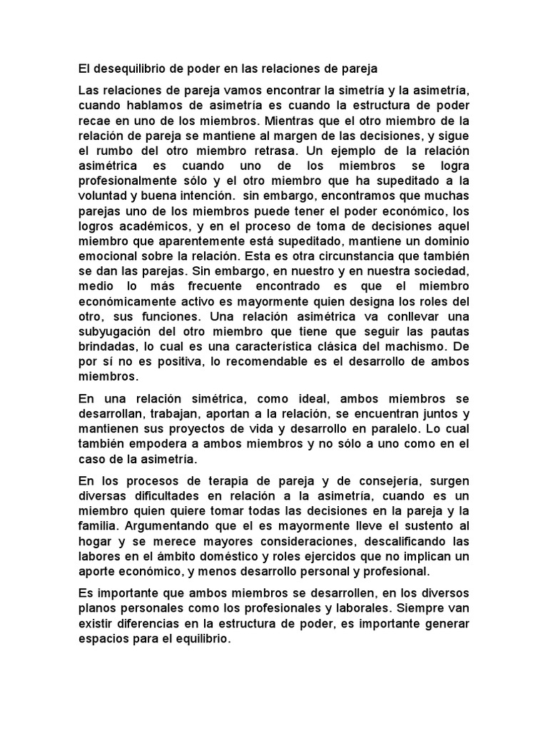 Desequilibrio de poder en parejas | PDF | Conceptos psicologicos ...