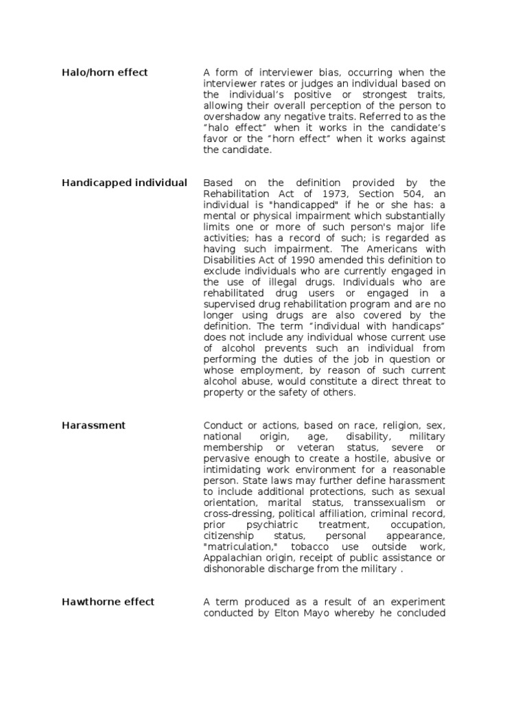 Halo/horn Effect PDF Health Savings Account Human Resources
