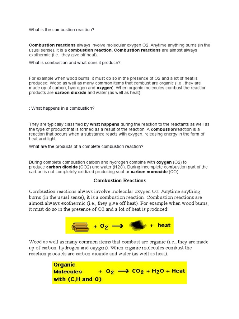 What is the Combustion Reaction Stoichiometry Combustion