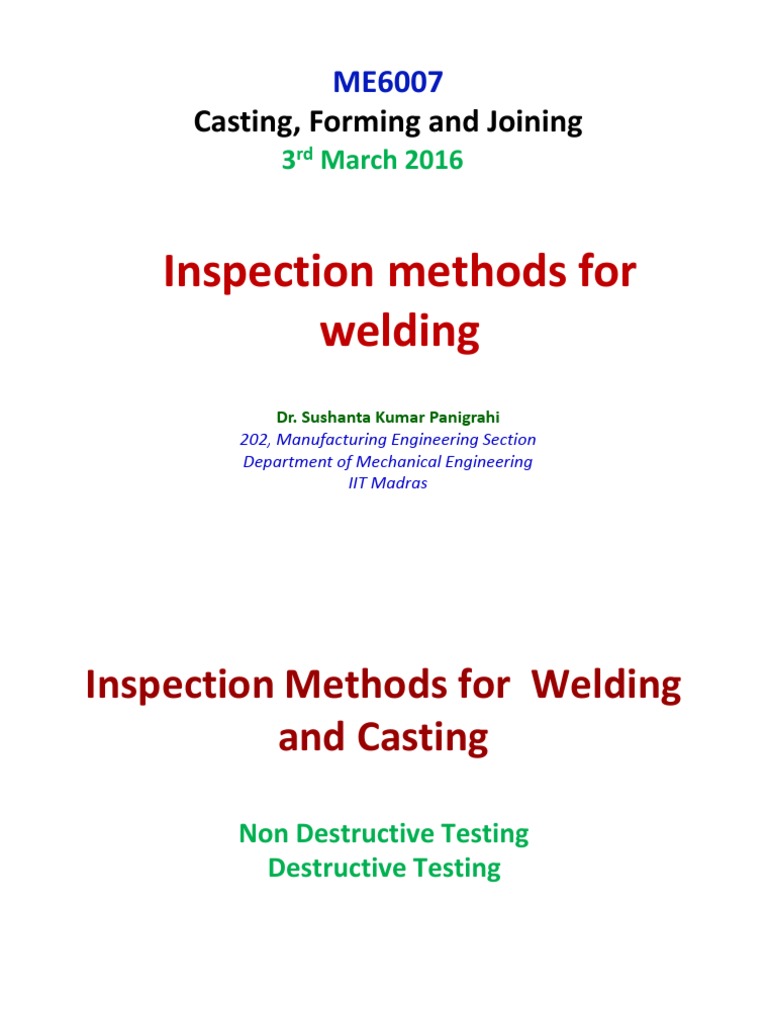 NDT Methods for Welding and Casting | PDF | Nondestructive Testing ...