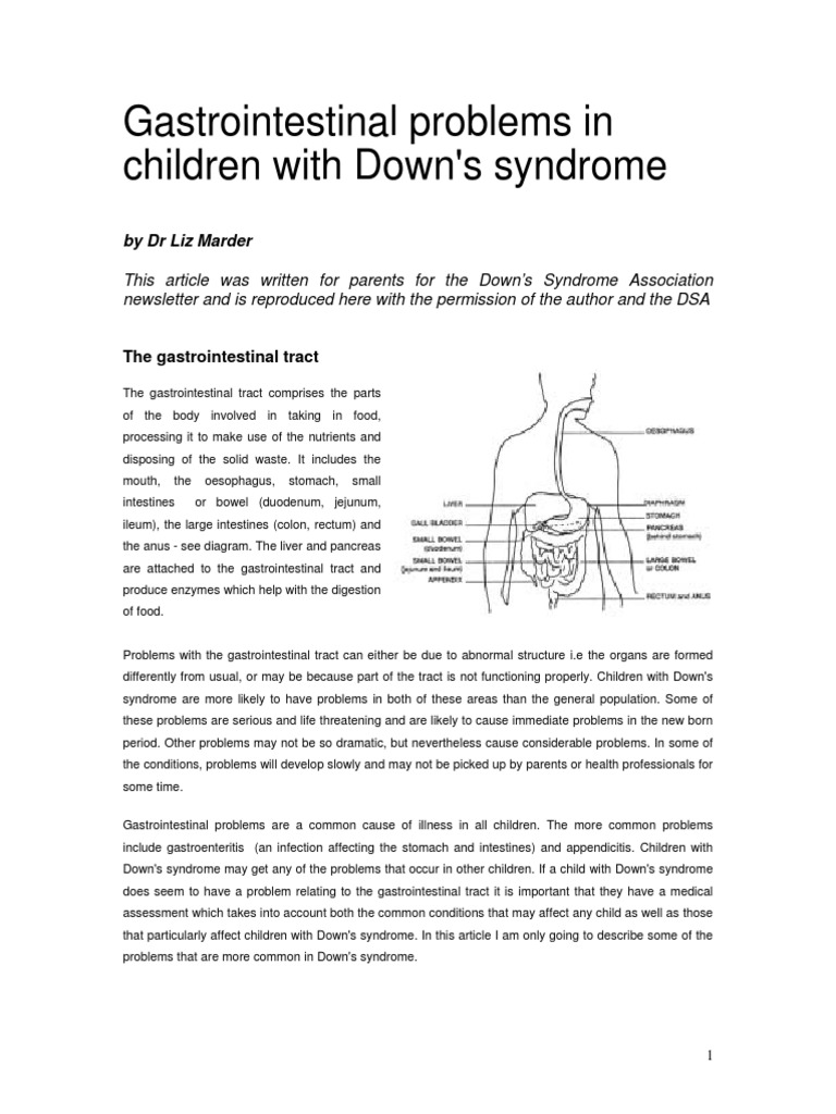 Gastrointestinal Problems in Children With Down's Syndrome by DR Liz