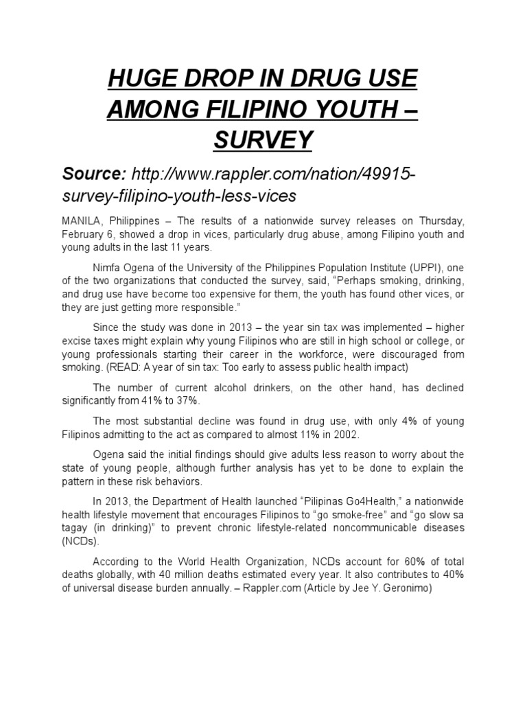Decline of Drug Use Among Filipino Youth | PDF | Substance Abuse ...
