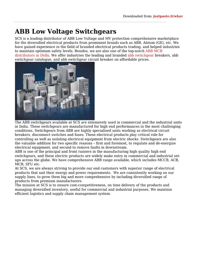 ABB Low Voltage Switchgears PDF