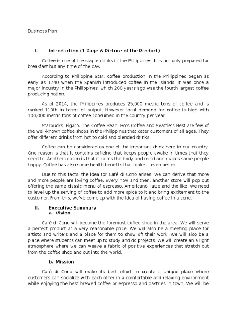 Sample Business Plan Coffeehouse Coffee Free 30day Trial Scribd