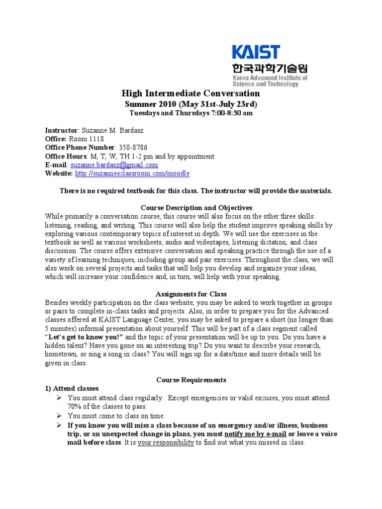 High Intermediate English Conversation Course | PDF | English Language ...