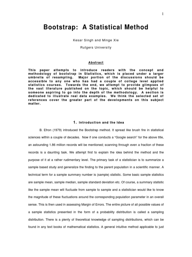 Bootstrap Method PDF | PDF | Bootstrapping (Statistics) | Standard Error