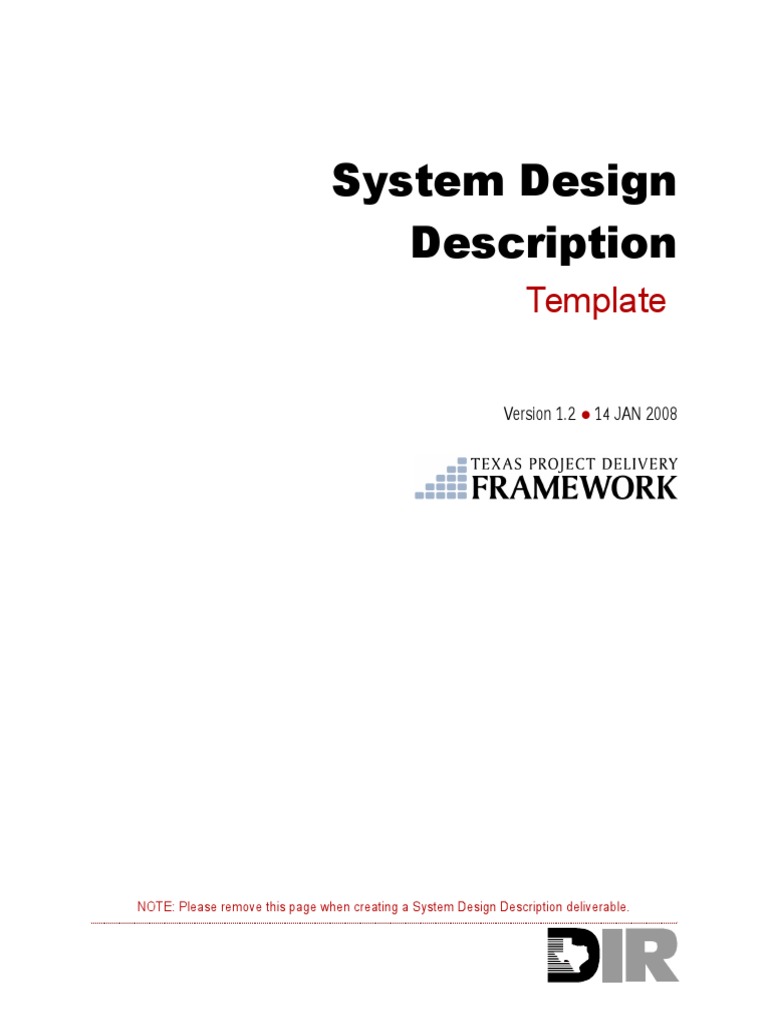 System Design Description Template PDF