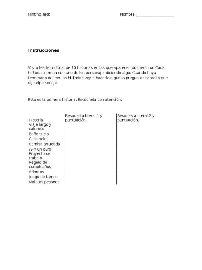 Hinting Task | PDF