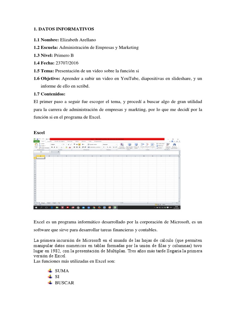Informe Función Si PDF | PDF | Microsoft Excel | Informática