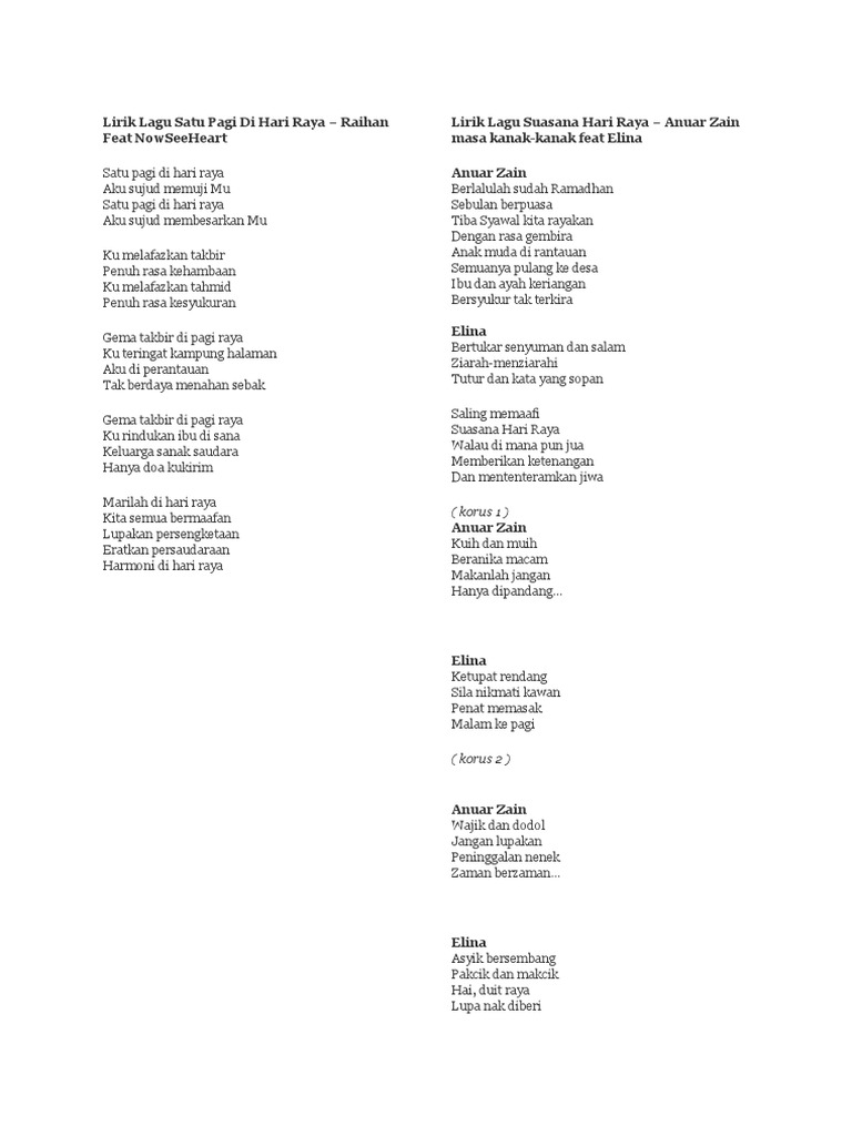 Lirik Lagu Satu Pagi Di Hari Raya Pdf