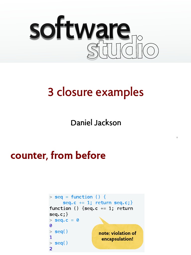 Software Studio: 3 Closure Examples | PDF