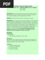 Heat Effect of A Current IB Physics Internal Assessment 1 Yr11