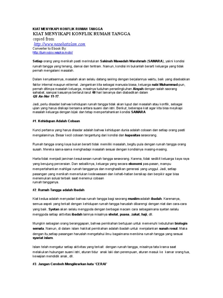 Kiat Menyikapi Konflik Rumah Tangga Pdf