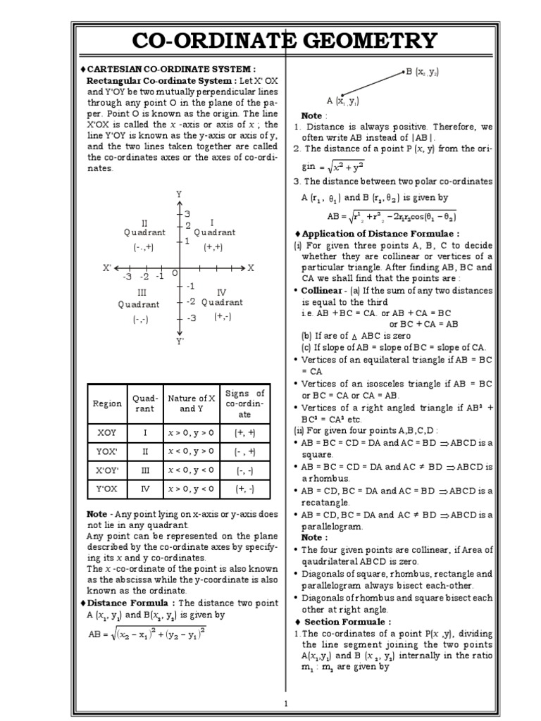 Quadrant Geometry and Distance Formulas | PDF | Line (Geometry) | Triangle