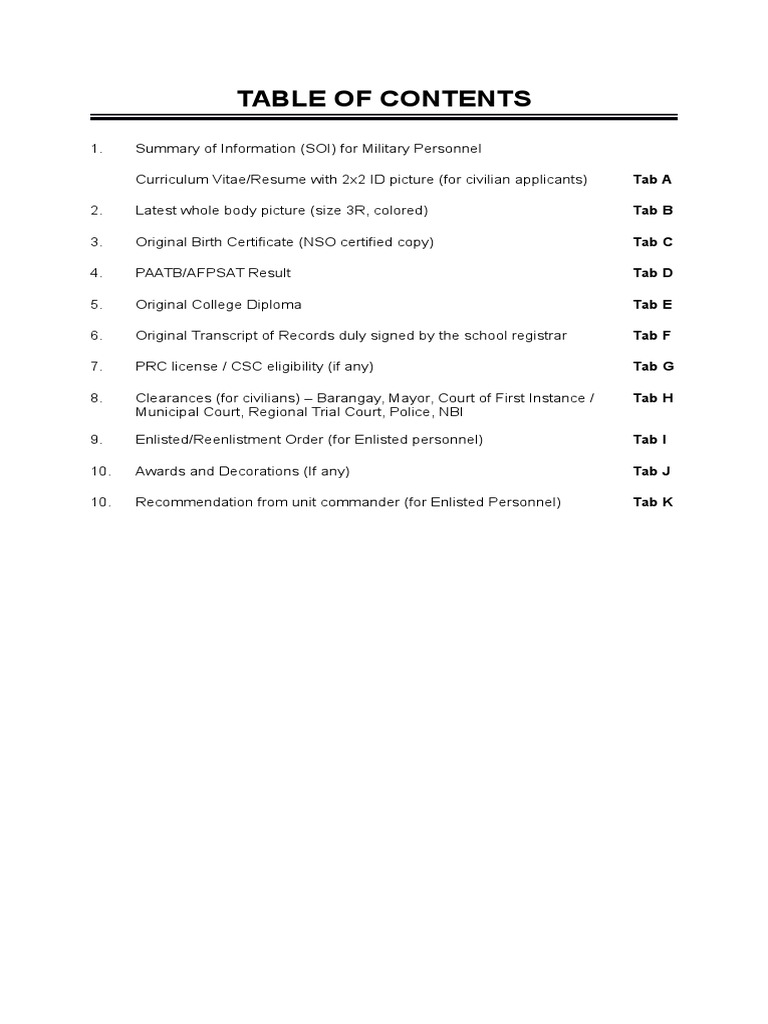 Military Personnel Document Checklist | PDF