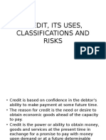 Credit, Its Uses, Classifications and Risks