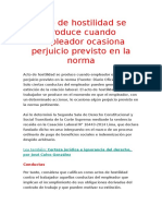 Acto de Hostilidad Se Produce Cuando Empleador Ocasiona Perjuicio Previsto en La Norma