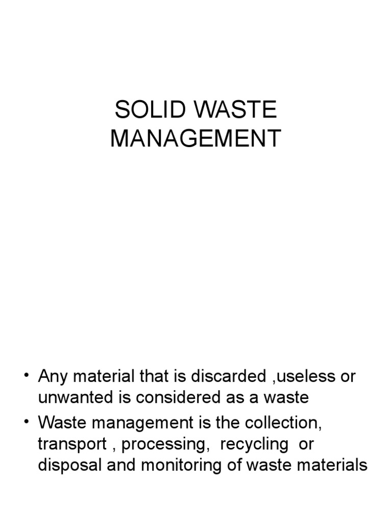 Solid Waste Management | PDF | Compost | Municipal Solid Waste