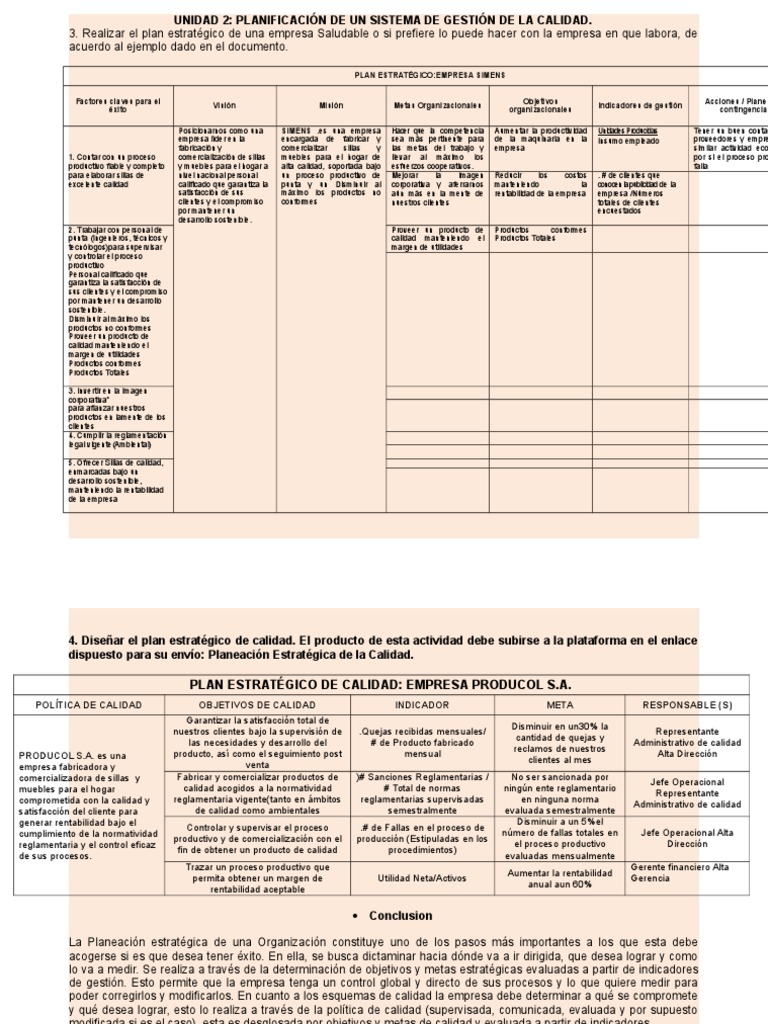 Unidad 2 Planificación De Un Sistema De Gestión De La Calidad Pdf