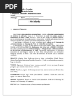 Apostila  do primeiro semestre da catequese I e II  Unidade 