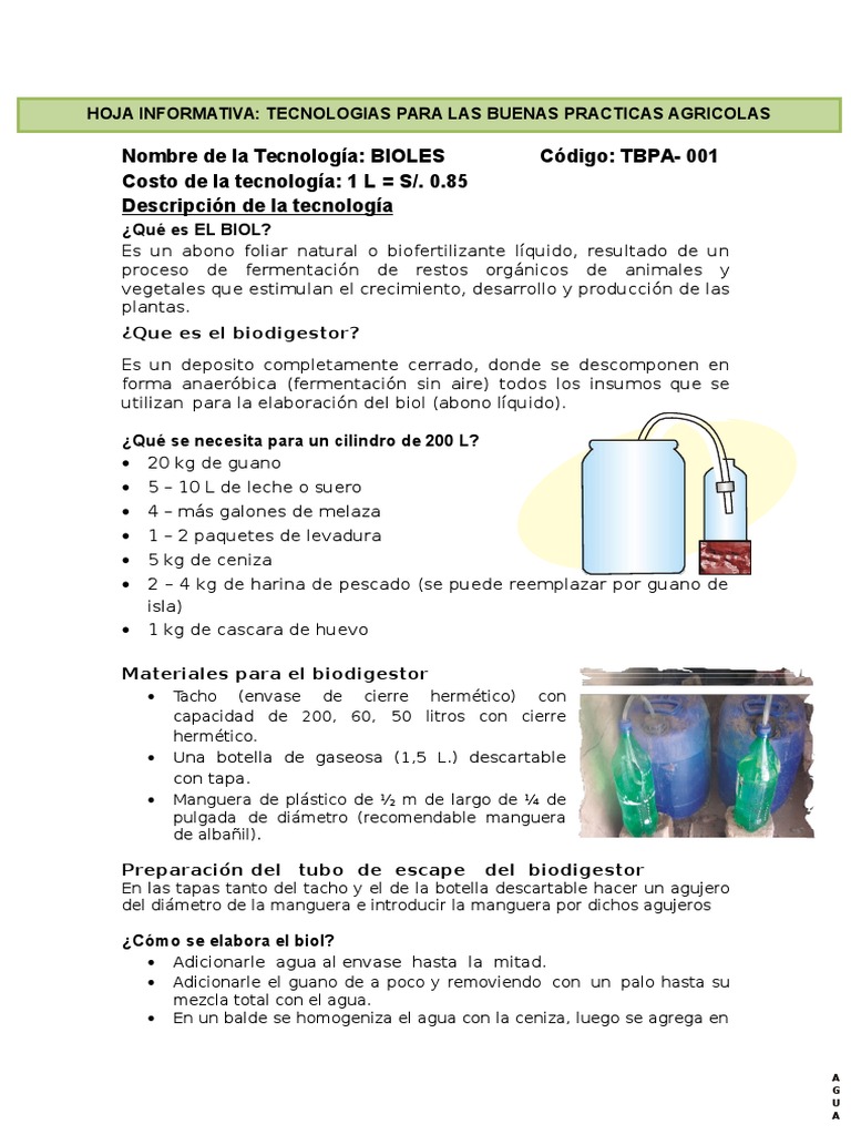 Elaboración de Biol Orgánico | PDF | Fertilizante | Agua
