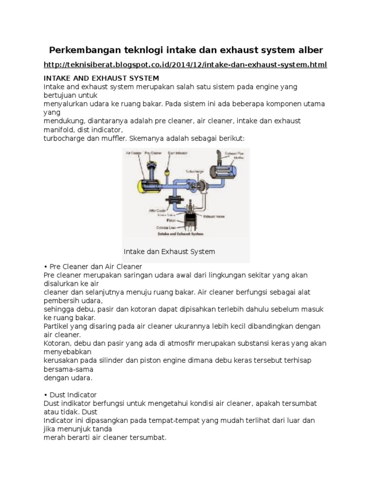 Perkembangan Teknlogi Intake Dan Exhaust System Alber PDF