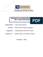 Relacion Entre El PBI y El Gasto en Salud - Edinson