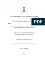 Propuesta Del Plann de Mejpra de Clima Organizacional A Los Empleados de La Compañía de Seguros Generali SA Sucursal Cuenca PDF
