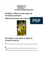 Science Lesson 27 Activity Sheets Ways of Recycling Waste Materials