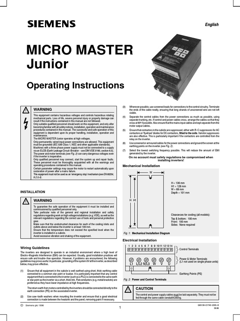 Variador Micromaster Junior | PDF | Power Inverter | Parameter ...