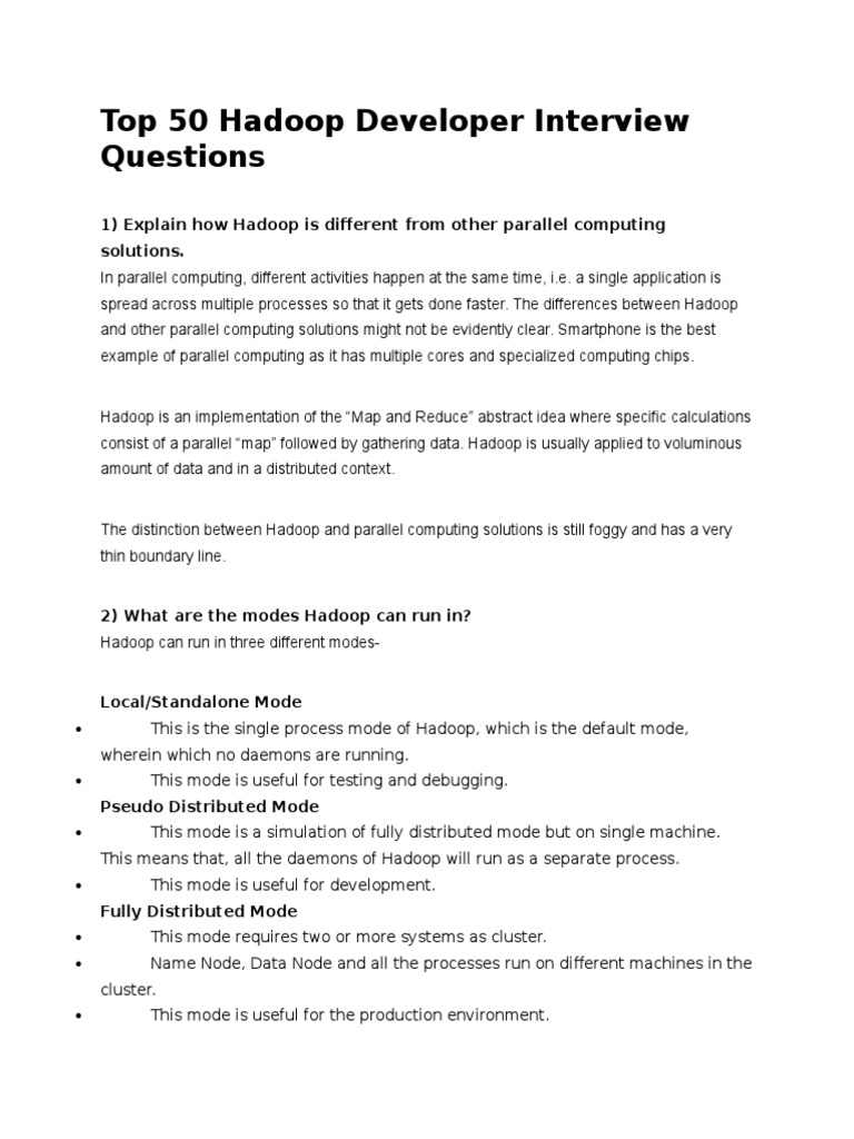 Hadoop Interview Questions | PDF | Apache Hadoop | Map Reduce