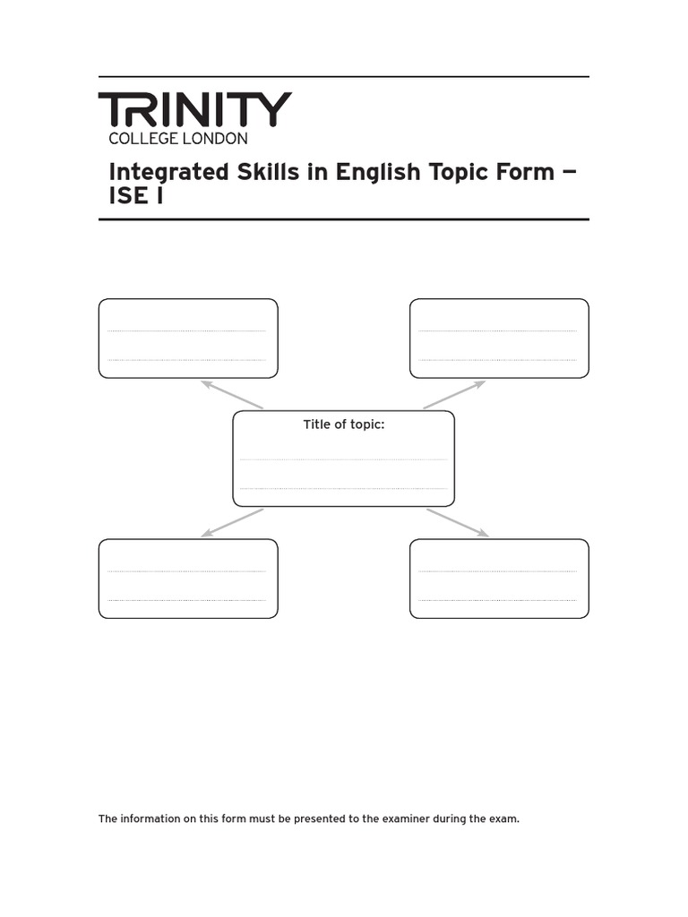 Integrated Skills in English Topic Form - Ise I | PDF