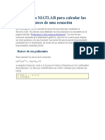 Funciones MATLAB Para Calcular Las Raíces de Una Ecuación