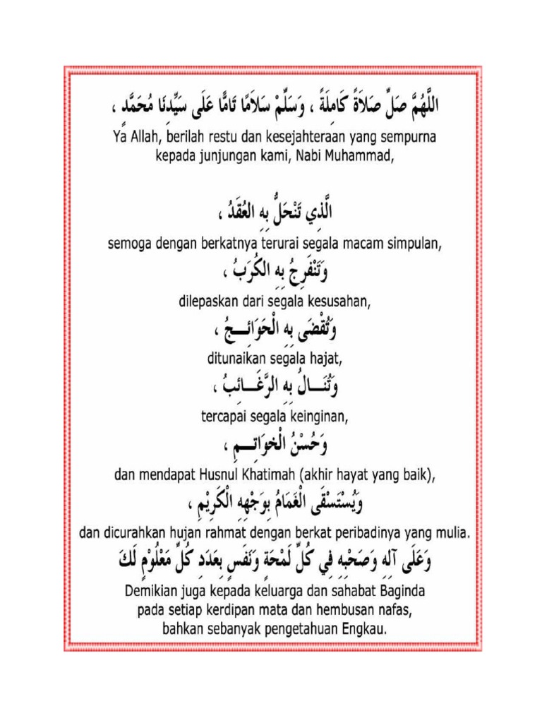 Selawat Tafrijiyah Pdf