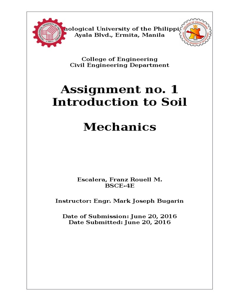 Soil Mechanics Assignment Overview | PDF | Technology & Engineering