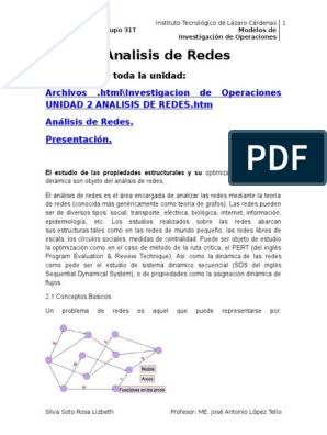 Unidad 2 Analisis de Redes | PDF | La investigación de operaciones |  Ciencia de sistemas