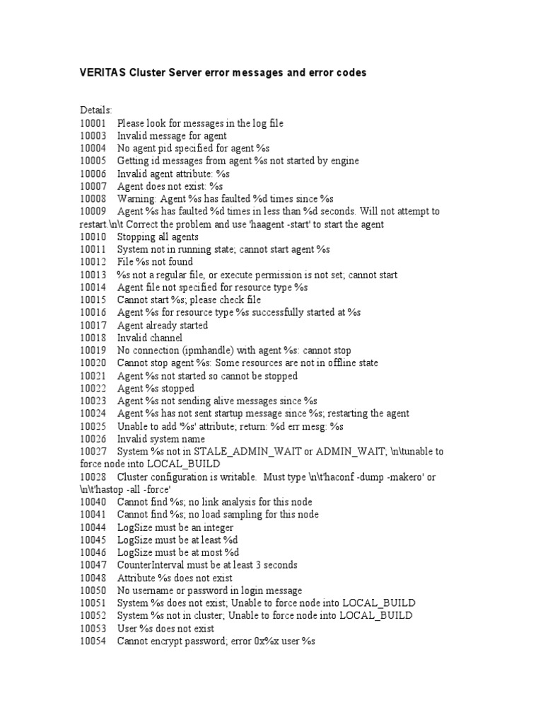Veritas Error Codes | PDF | Windows Registry | File Transfer Protocol