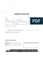 Bonafide Certificate (Specimen)
